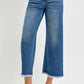 RISEN High Rise Crop Wide Leg Jeans with Wide Band Detail - DAVERRI FASHIONS