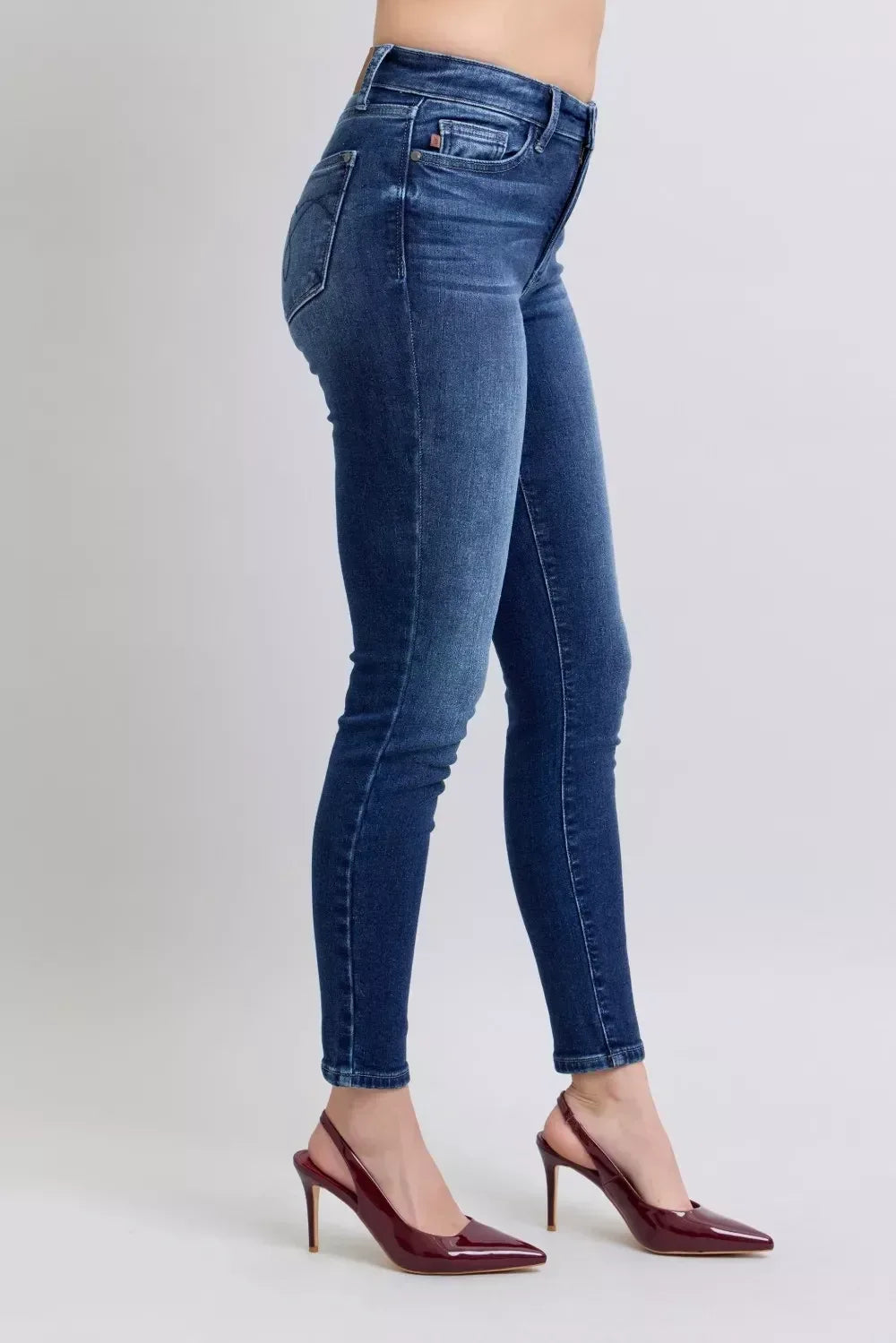 Judy Blue Full Size Washed Thermal Skinny Jeans Plus Size - DAVERRI FASHIONS