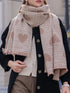Heart Pattern Plaid Raw Hem Scarf - DAVERRI FASHIONS