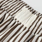 Brown and white striped elastic high waist pocketed loose pants with gathered finish