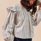 SO ME Floral Cotton Print Ruffled Long Sleeve Blouse - DAVERRI FASHIONS
