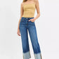 RISEN Full Size Mid Rise Crop Wide Wide Cuffed Jeans Plus Size - DAVERRI FASHIONS