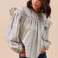SO ME Floral Cotton Print Ruffled Long Sleeve Blouse - DAVERRI FASHIONS