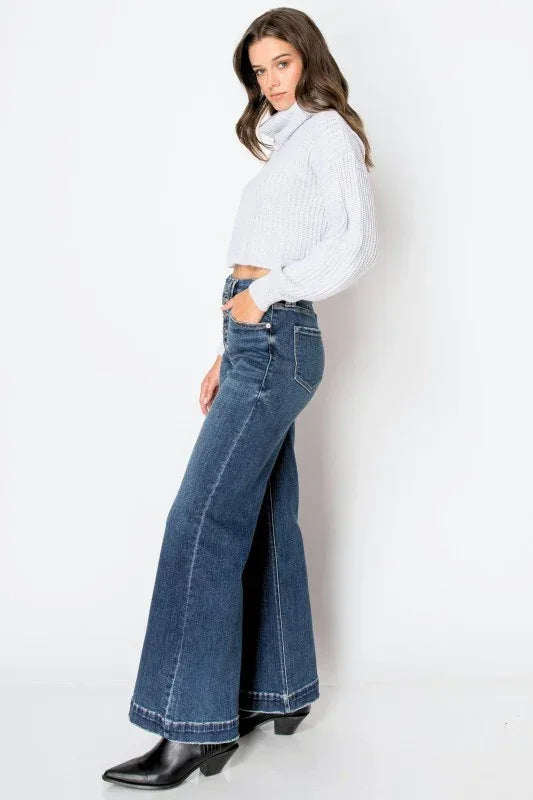 Artemis Vintage Tummy Control 90's Vintage Wide Jeans - DAVERRI FASHIONS