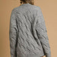 Umgee Chunky Cable Knit Open Front Cardigan Grey - DAVERRI FASHIONS