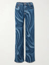 Water Ripples Print Wide Leg Jeans - DAVERRI FASHIONS
