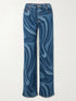 Water Ripples Print Wide Leg Jeans - DAVERRI FASHIONS