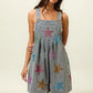BiBi Star Rhinestone Washed Wide Leg Shortalls Shortalls