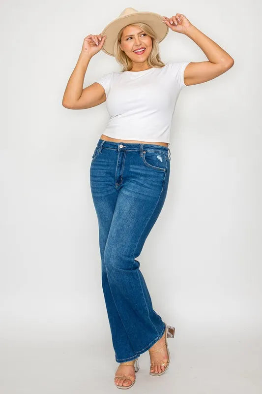 bytos Full Size Cat's Whiskers High Rise Straight Jeans | Jeans Daverri Fashions