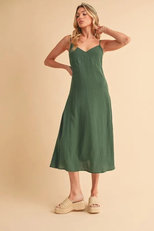 EMERALD S Aemi+Co Side Button Midi Cami Dress | Cami Dresses Daverri Fashions