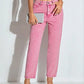 High-Waisted Wash Straight Leg Jeans - DAVERRI FASHIONS