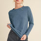 Aemi + Co Lettuce Hemline Round Neck Raglan Sleeve T-Shirt French Blue T-Shirts