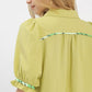 Sage green textured Umgee scalloped trim blouse with puff sleeves