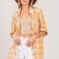 SAGE + FIG Plaid Button Up Side Slit Shirt APRICOT