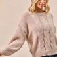 BiBi Cable Knit Sweater with Shoulder Braid Detail - DAVERRI FASHIONS