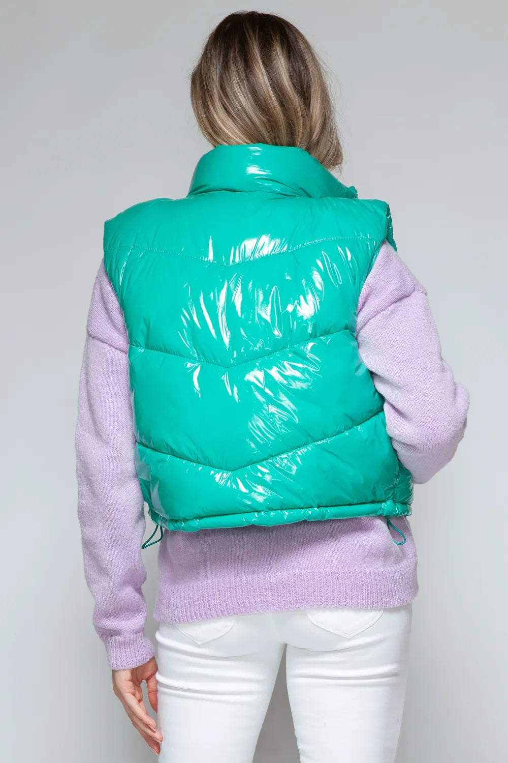 Snobbish Zip Up Turtleneck Shiny Quilted Vest | Vest Jackets Daverri Fashions