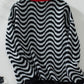 Wavy Striped Round Neck Sweater - DAVERRI FASHIONS