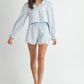 MABLE Long Sleeve Scallop Blouse and Shorts Set Outfit Sets