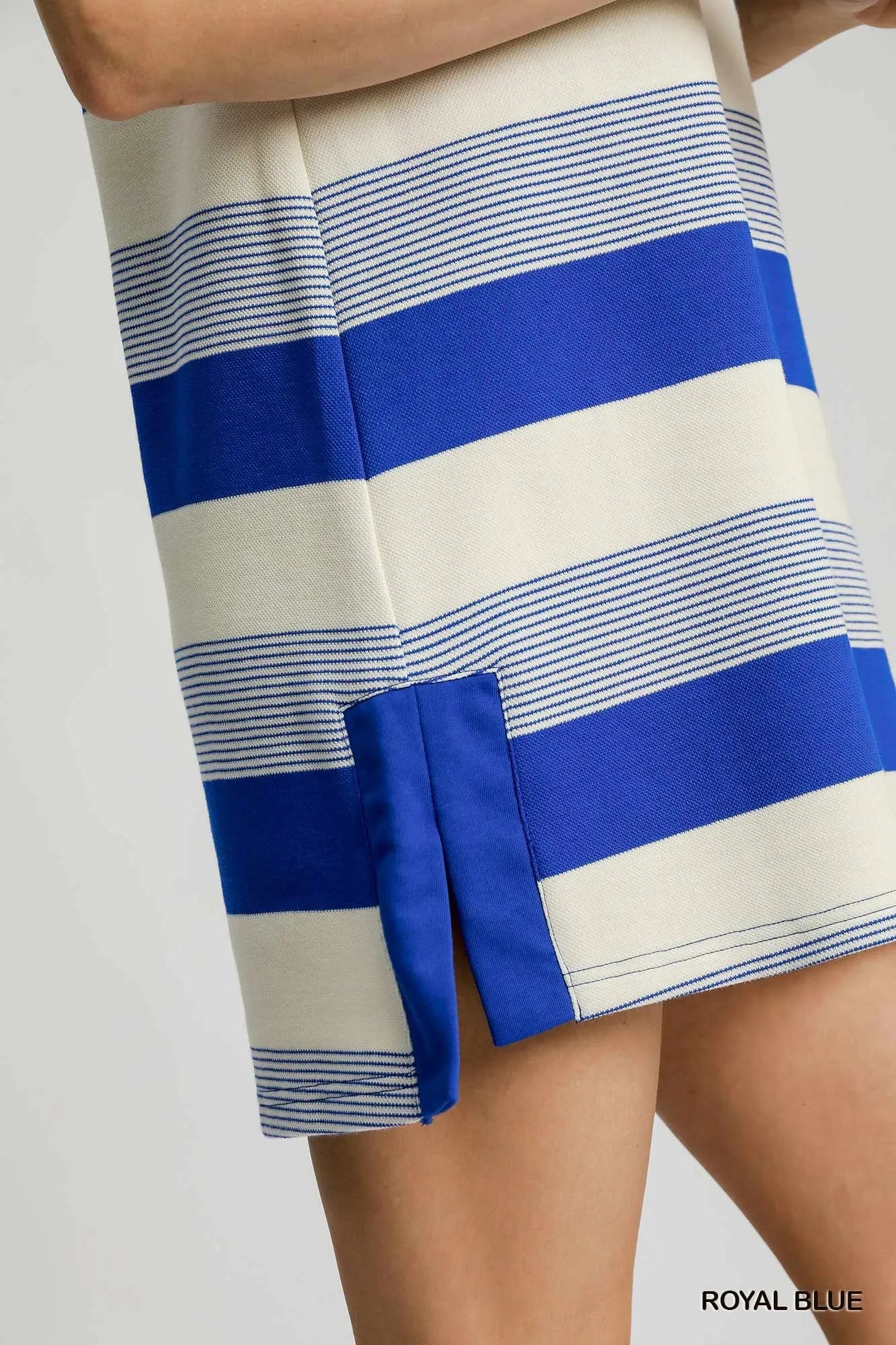 Umgee French Terry Side Slit Striped Mini Dress Mini Dresses