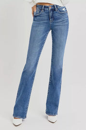 RISEN Full Size Tummy Control High Rise Straight Jeans Plus Size | Jeans Daverri Fashions