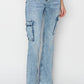 RISEN Full Size High Rise Cargo Flare Jeans - DAVERRI FASHIONS