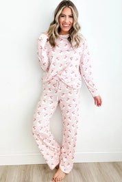 Santa Print Long Sleeve Top and Pants Lounge Set | Loungewear Sets Daverri Fashions