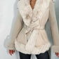 Faux Fur Trimmed Belted Coat - DAVERRI FASHIONS