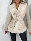 Faux Fur Trimmed Belted Coat - DAVERRI FASHIONS