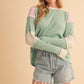 Aemi + Co Raw Seam Color Block Round Neck Knit Top Tops