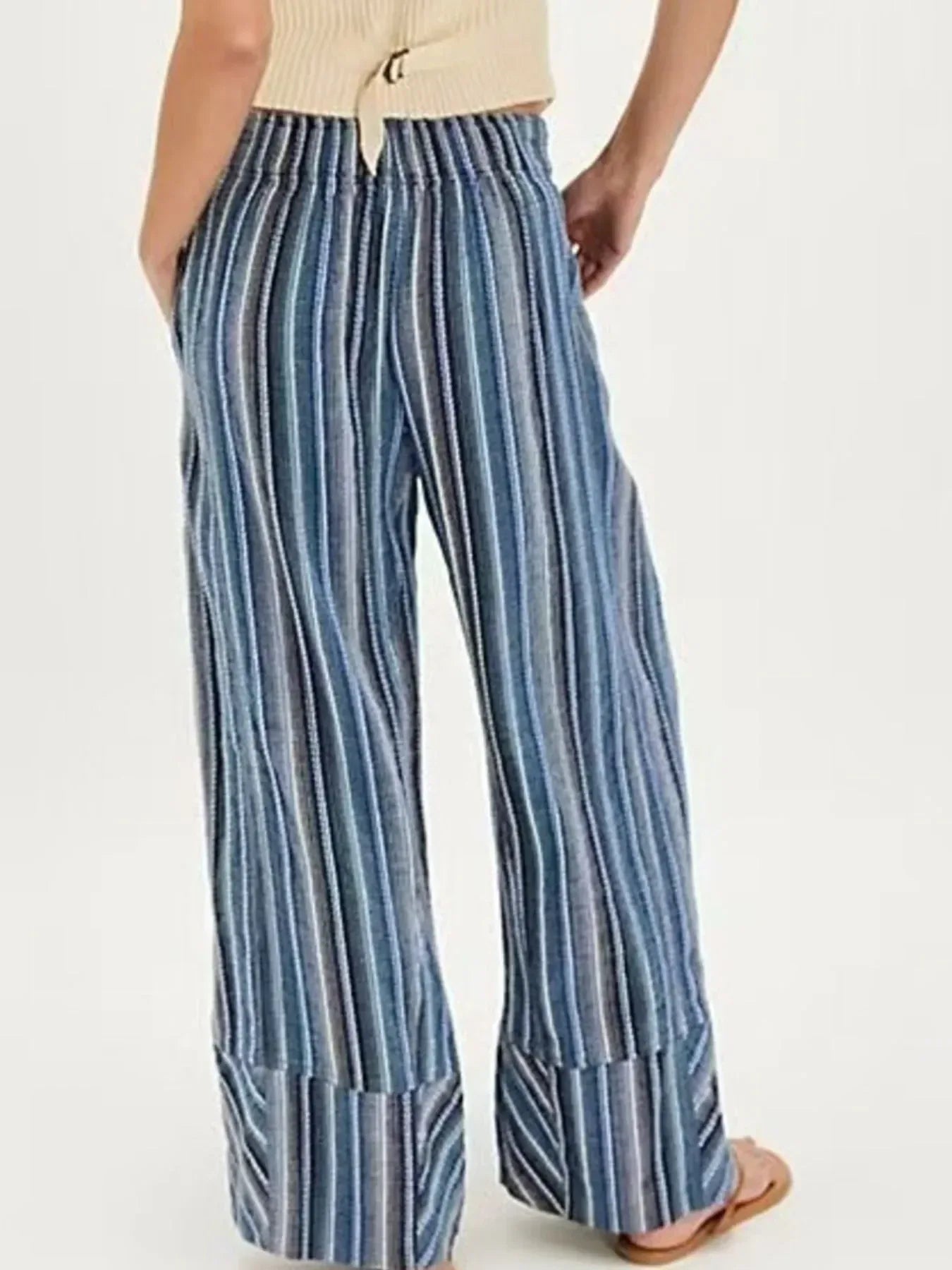 Striped Wide Leg Pants - DAVERRI FASHIONS