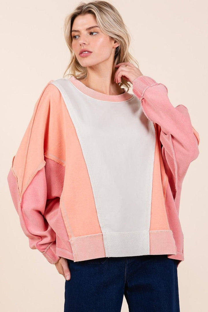 Mittoshop Mineral Wash Color Block Sweatshirt Sweatshirts