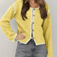 Button-Front Cardigan with Contrast Trim - DAVERRI FASHIONS