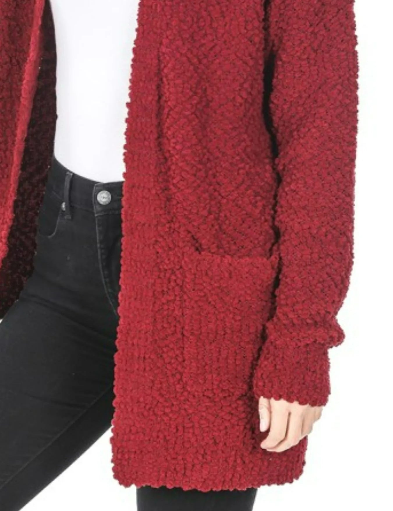Zenana Long Sleeve Popcorn Sweater Cardigan with Pockets | Sweaters Daverri Fashions