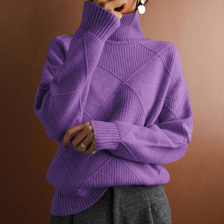 Loose Fit Turtleneck Knit Sweater | Sweaters Daverri Fashions