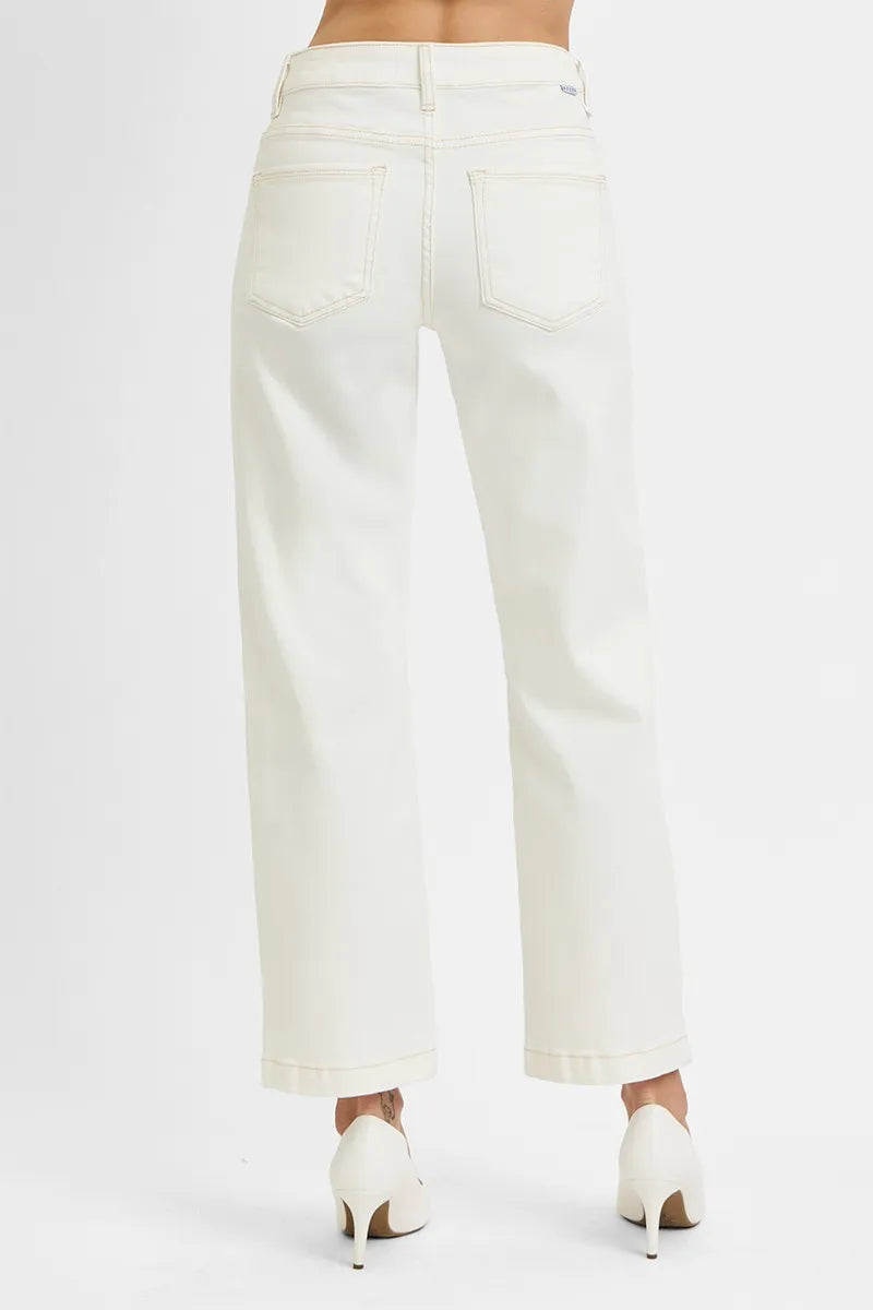RISEN Full Size Tummy Control Mid Rise Ankle Straight Jeans Plus Size