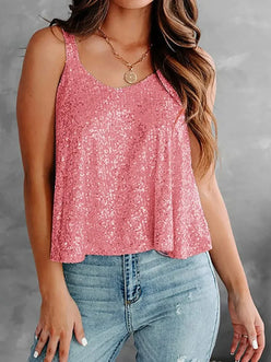 Sequin Scoop Neck Tank - DAVERRI FASHIONS