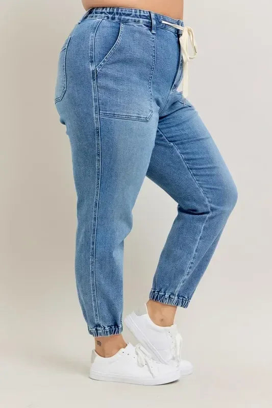Judy Blue Full Size High Waist Denim Jogger - DAVERRI FASHIONS