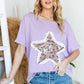 HOPELY Leopard Star Patch Short Sleeve T-Shirt M T-Shirts