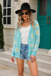 Mint Angel Wings Daisy Pattern Button Front Cardigan | Cardigans Daverri Fashions