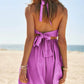 Davi & Dani Smocking Halter Neck Tie Open Back Mini Dress - DAVERRI FASHIONS