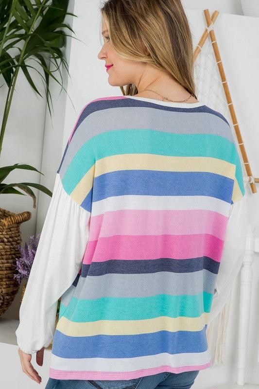 Multi Striped Boxy Top Shirts & Tops