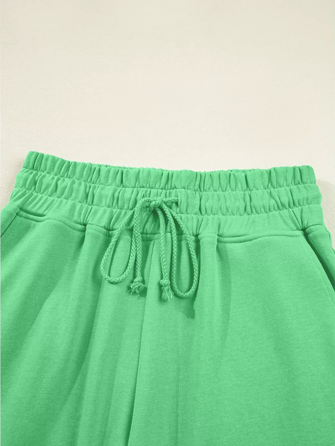 Drop Shoulder Puff Sleeve Crop Top and Drawstring Wide Leg Pants Set - DAVERRI FASHIONS