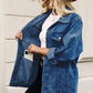 Button Up Long Sleeve Denim Jacket - DAVERRI FASHIONS