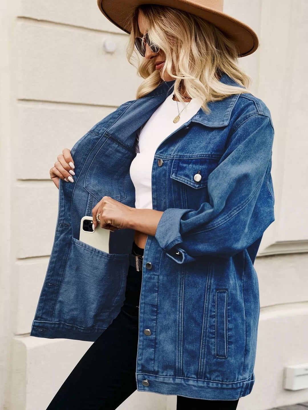 Button Up Long Sleeve Denim Jacket | Denim Jackets Daverri Fashions