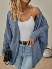 Blue Cozy Oversized Open Front Knit Cardigan | Cardigans Daverri Fashions