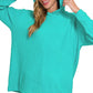 Zenana Hooded Brushed Melange Hacci Sweater LT TEAL Sweaters