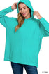 Zenana Hooded Brushed Melange Hacci Sweater LT TEAL Sweaters