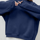 Round Neck Dropped Shoulder Long Sleeve Sweatshirt - DAVERRI FASHIONS