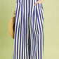Blue and white vertically striped Umgee wide-leg pants