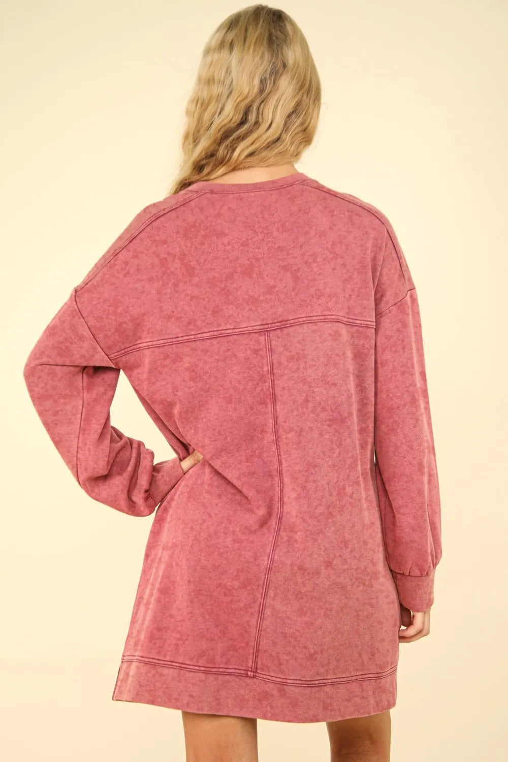 VERY J Mineral Washed Oversized Sweatshirt Mini Dress Mini Dresses